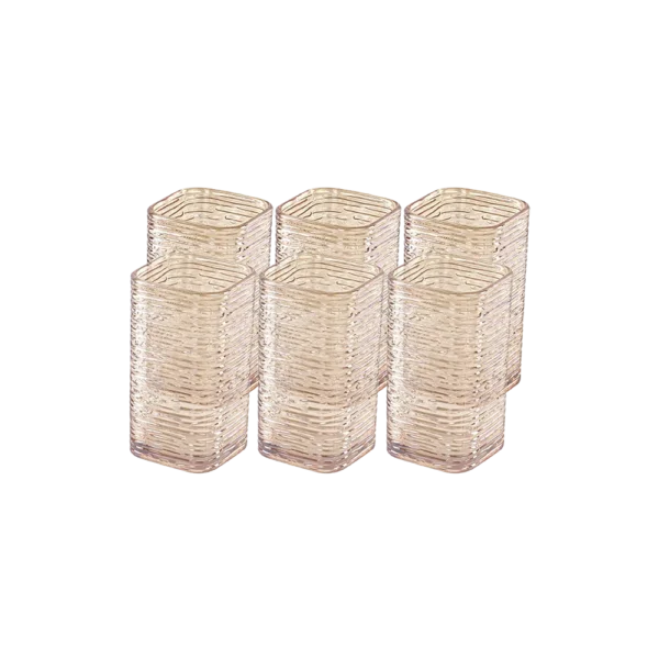 Momaz 6pcs squared ribbed golden beige juice cups set2