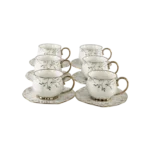 Momaz 6pcs white & gold tea cups with saucer set1
