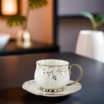 Momaz 6pcs white & gold tea cups with saucer set2