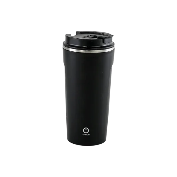 Stainless 400ml black mug with automatic stirring