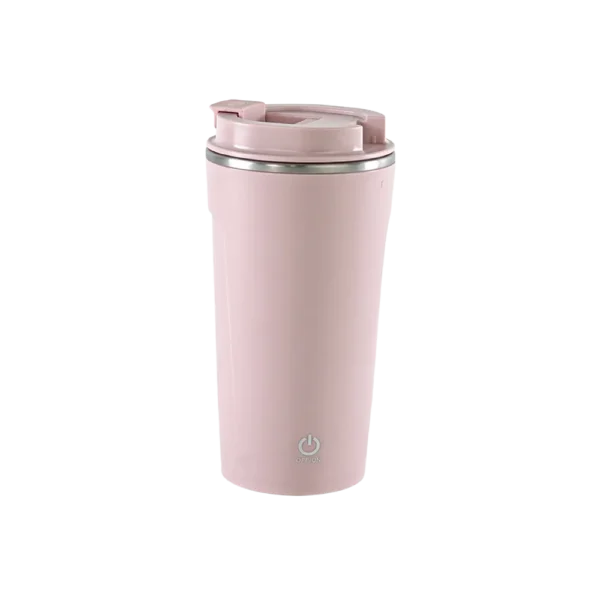 Stainless 400ml pink mug with automatic stirring