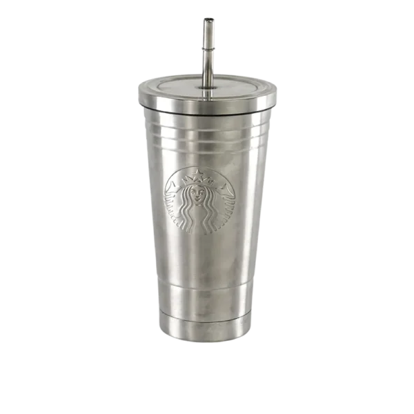 Stainless starbucks design mug with straw