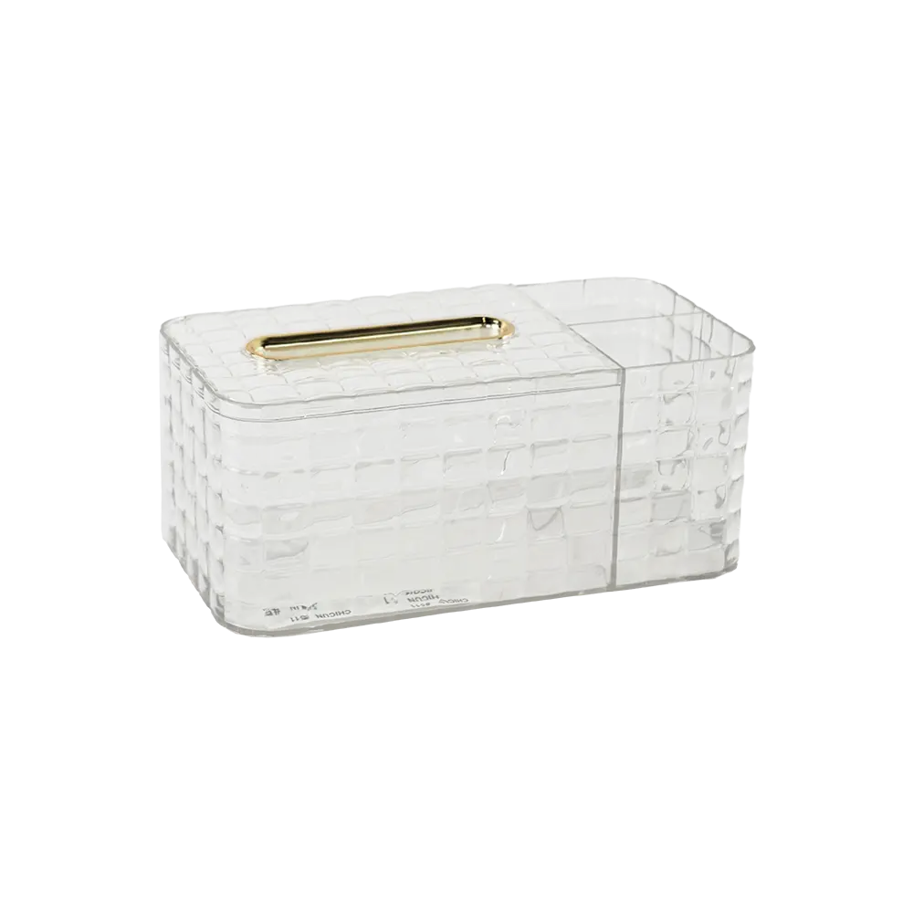 Transparent 23.5x12x10cm patterned tissue box