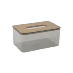 Transpatent 21.5x12x10cm tissue box with wooden lid