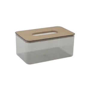 Transpatent 21.5x12x10cm tissue box with wooden lid