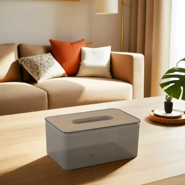 Transpatent 21.5x12x10cm tissue box with wooden lid1