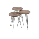 Turkish wooden 3pcs circular brown tables set with iron legs