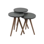 Turkish wooden 3pcs circular dark grey tables set