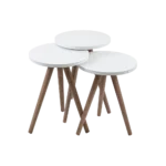 Turkish wooden 3pcs circular white tables set