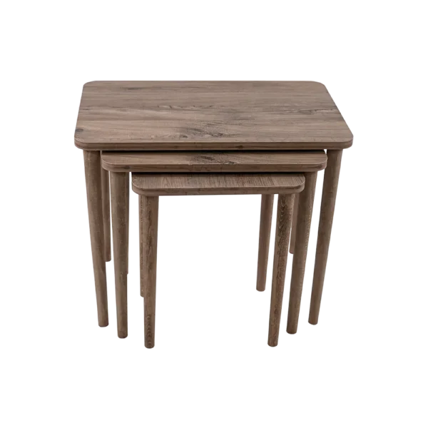 Turkish wooden 3pcs rectangular brown tables set