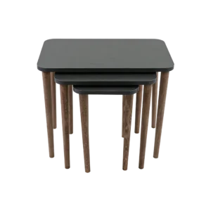 Turkish wooden 3pcs rectangular dark grey tables set