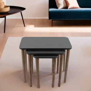 Turkish wooden 3pcs rectangular dark grey tables set1