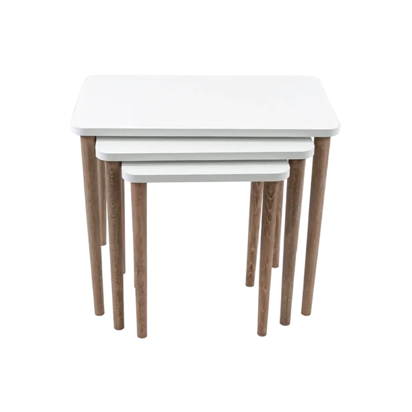 Turkish wooden 3pcs rectangular white tables set