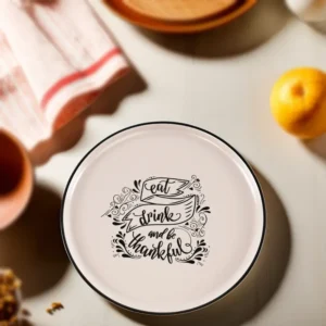 Ceramic 22cm beige dinner plate1