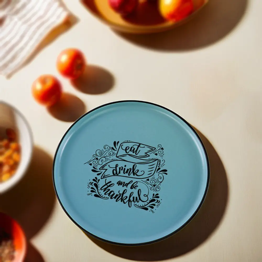 Ceramic 22cm blue dinner plate1