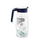 Glass 1450ml navy blue jug with white lid