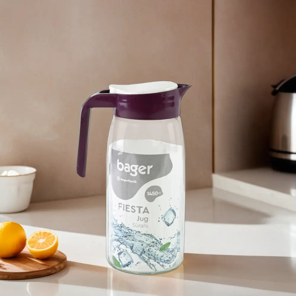 Glass-1450ml-Purple-Jug-with-White-Lid1 Glass 1450ml purple jug with white lid1