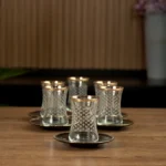 Glass-6Pcs-Dots-Design-Tea-Cups-Set-with-Black-Saucers1 Glass 6pcs dots design tea cups set with black saucers1