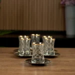 Glass-6Pcs-Patterned-Design-Tea-Cups-Set-with-Black-Saucers1 Glass 6pcs patterned design tea cups set with black saucers1