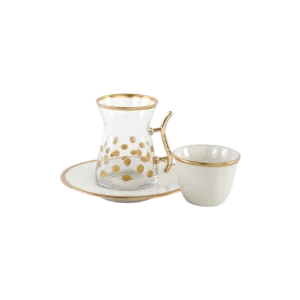 Golden 18pcs dots design tea & coffee cups set