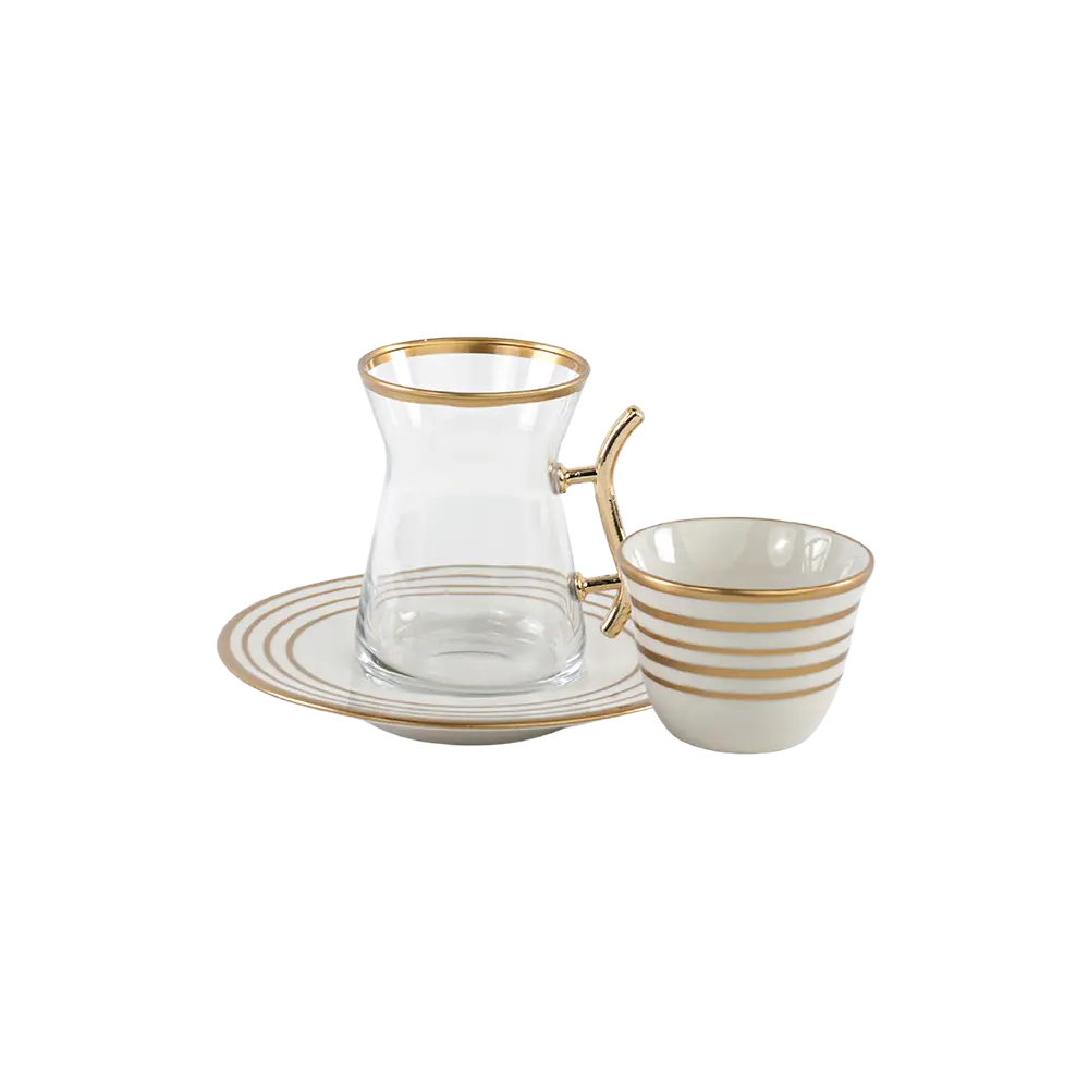 Golden 18pcs tea & coffee set