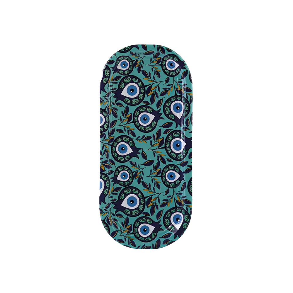 Metal 15.5x34.5cm evil eye design tray