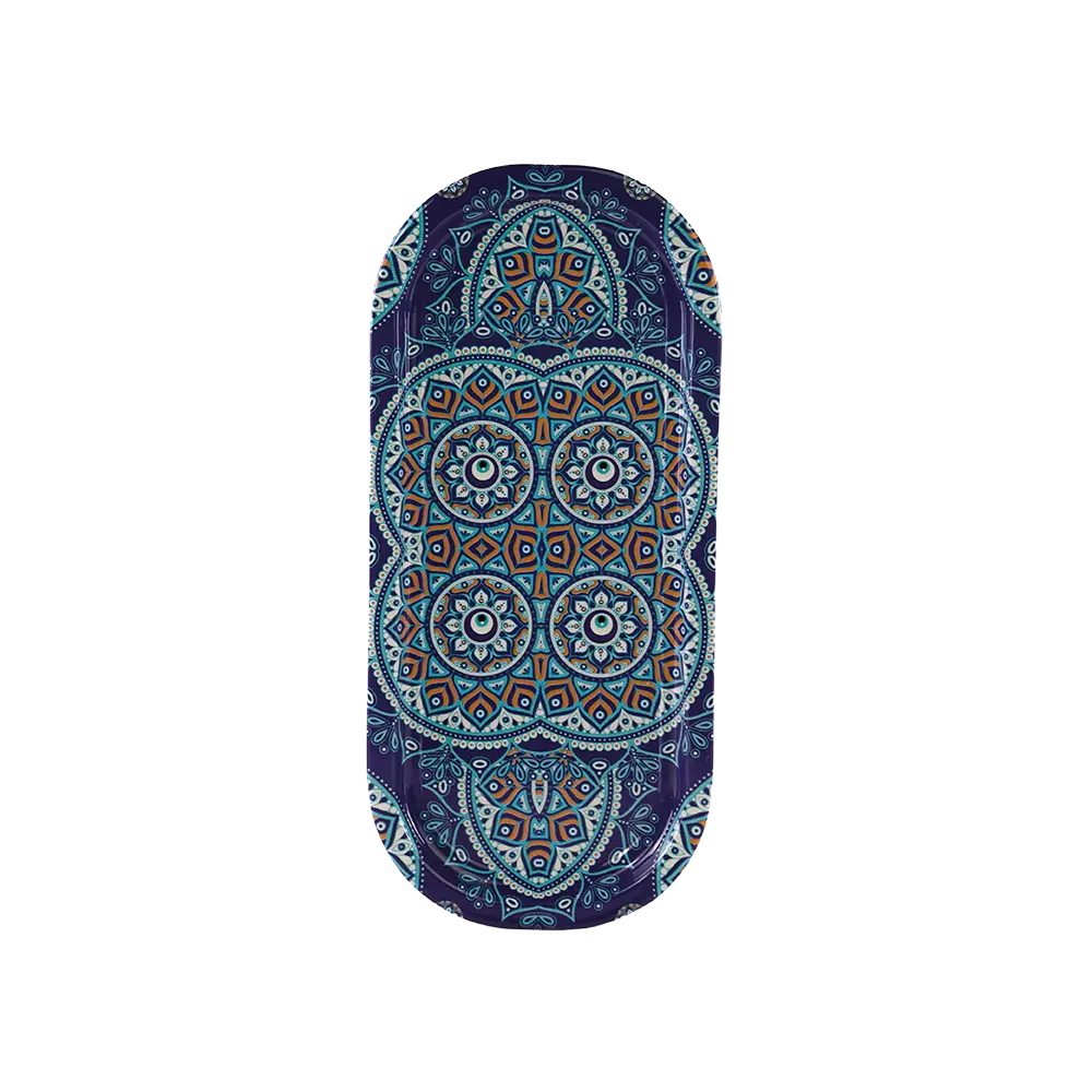 Metal 15.5x34.5cm evil eyes mandala design tray