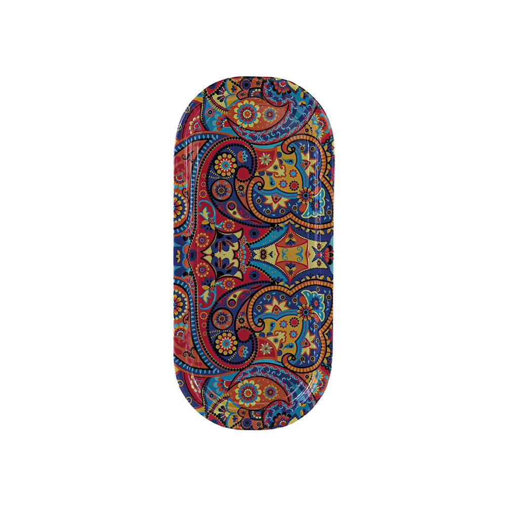 Metal 15.5x34.5cm floral patterned tray