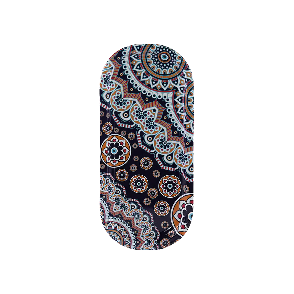 Metal 15.5x34.5cm mandala design navy blue tray