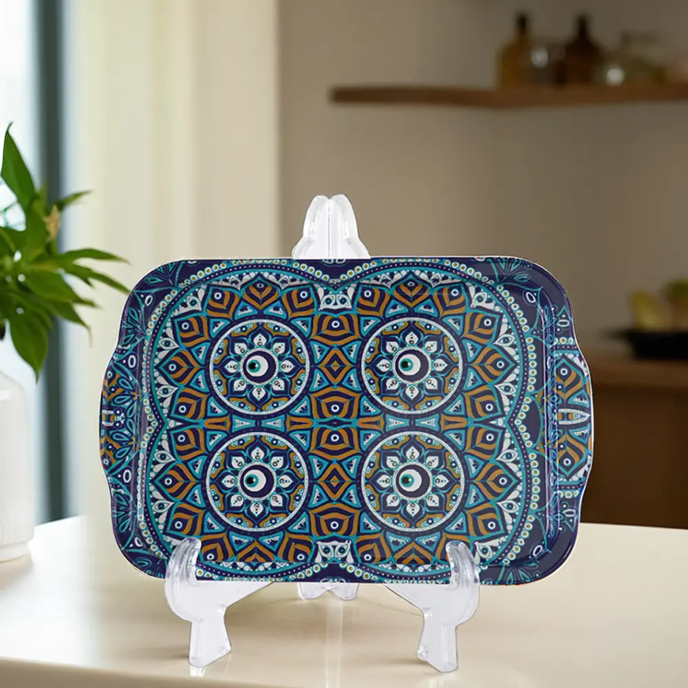 Metal 21.5x32cm evil eyes mandala design tray1