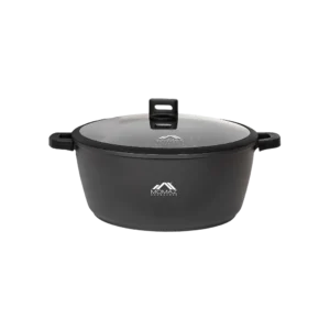 Momaz black 36cm marbled ceramic pot with glass lid