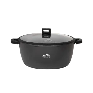 Momaz black 40cm marbled ceramic pot with glass lid