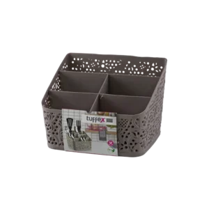 Tuffex 18x14x14cm beige lace spoon holder