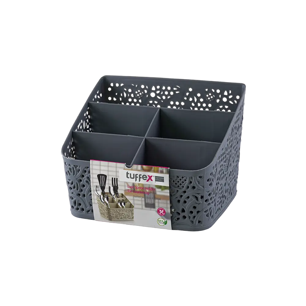 Tuffex 18x14x14cm grey lace spoon holder
