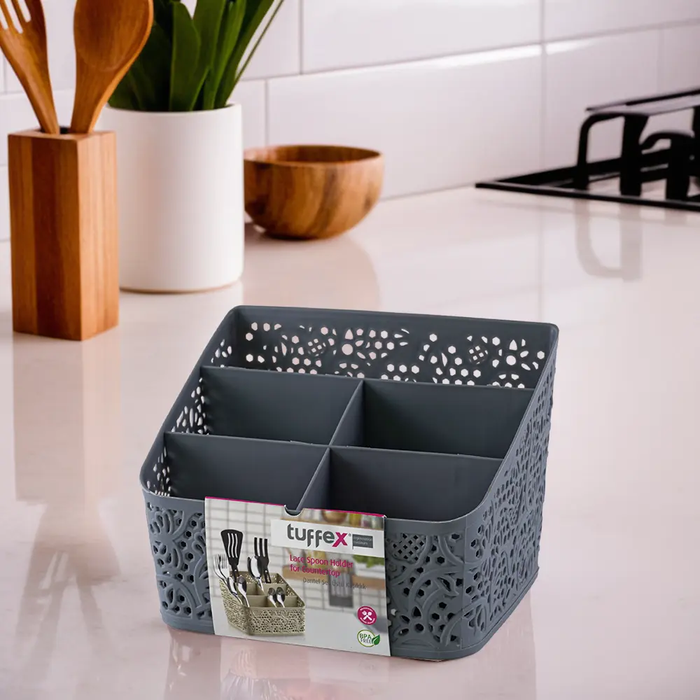 Tuffex 18x14x14cm grey lace spoon holder1