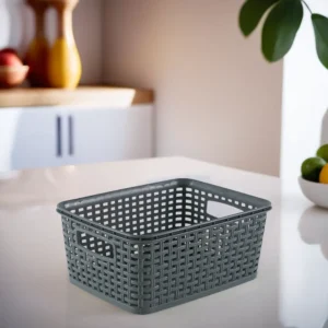 Tuffex 22.5x16.x11cm grey woven design midi basket1