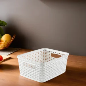 Tuffex 22.5x16.x11cm white woven design midi basket1