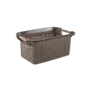 Tuffex 26.5x15x14cm beige basket with wooden hands