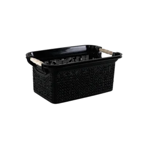Tuffex 26.5x15x14cm black basket with wooden hands