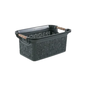 Tuffex 26.5x15x14cm grey basket with wooden hands