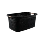 Tuffex 30l black laundry basket with wooden hands