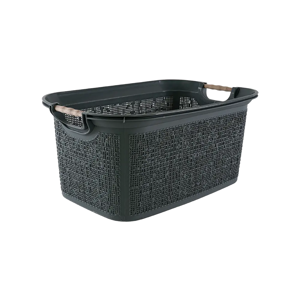 Tuffex 30l grey laundry basket with wooden hands