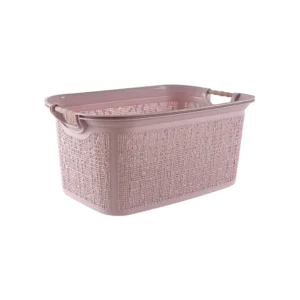 Tuffex 30l pink laundry basket with wooden hands