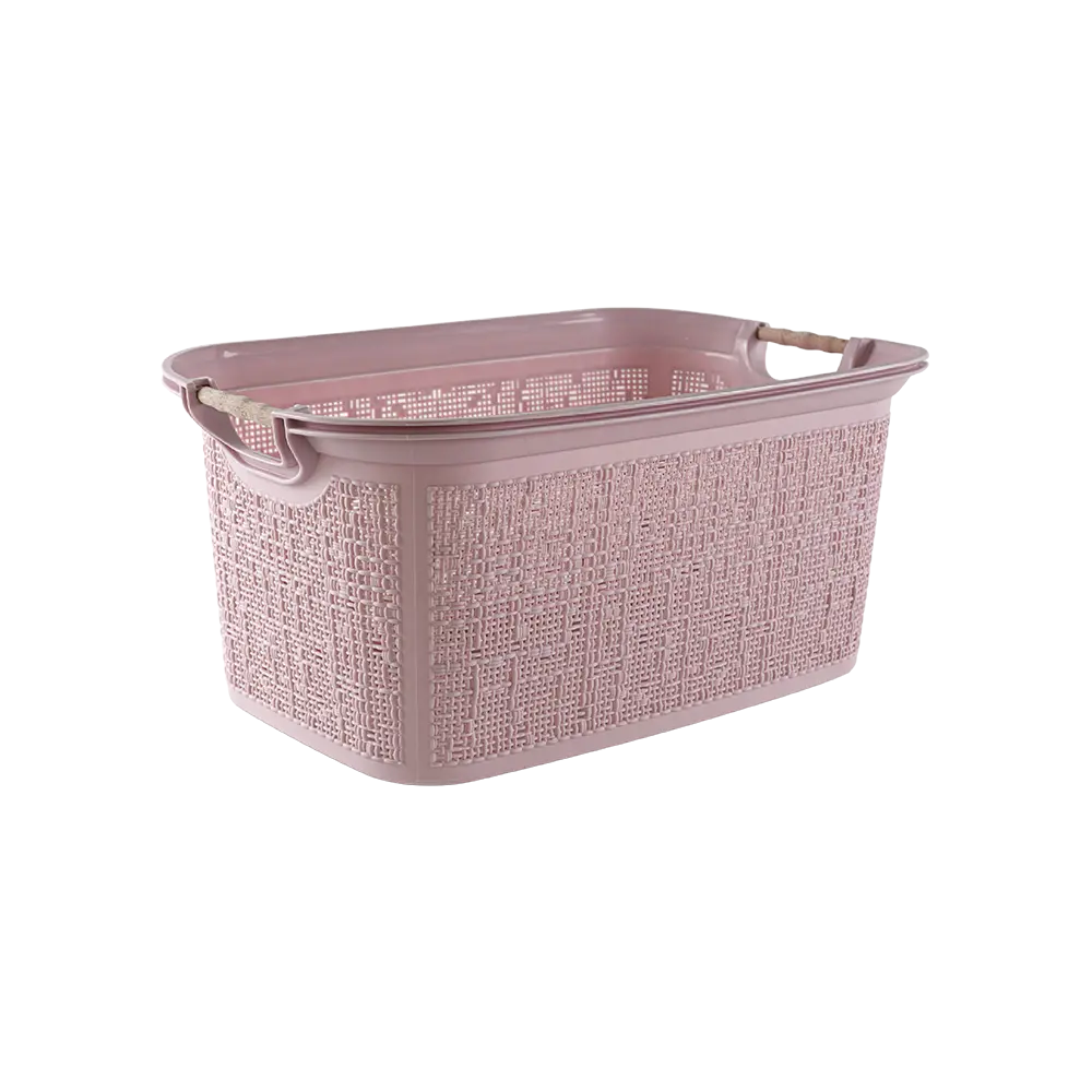Tuffex 30l pink laundry basket with wooden hands