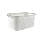 Tuffex 30l white laundry basket with wooden hands