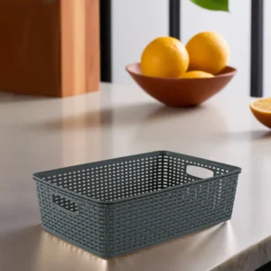 Tuffex 40.5x24x12cm grey woven design maxi basket1