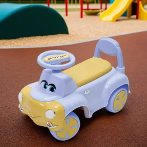 Battery 4 wheels happy face design blue & yellow baby car1