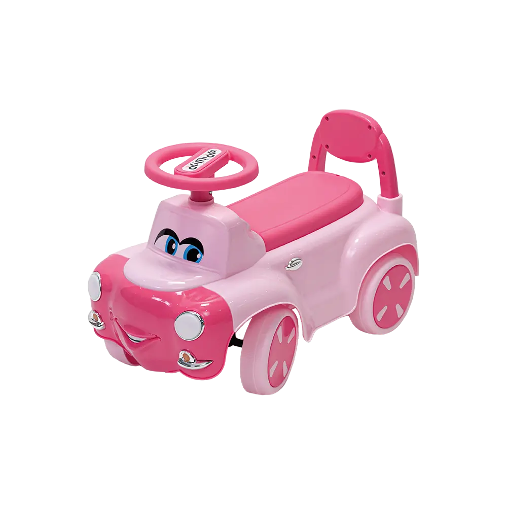 Battery 4 wheels happy face design pink & fuchsia baby car