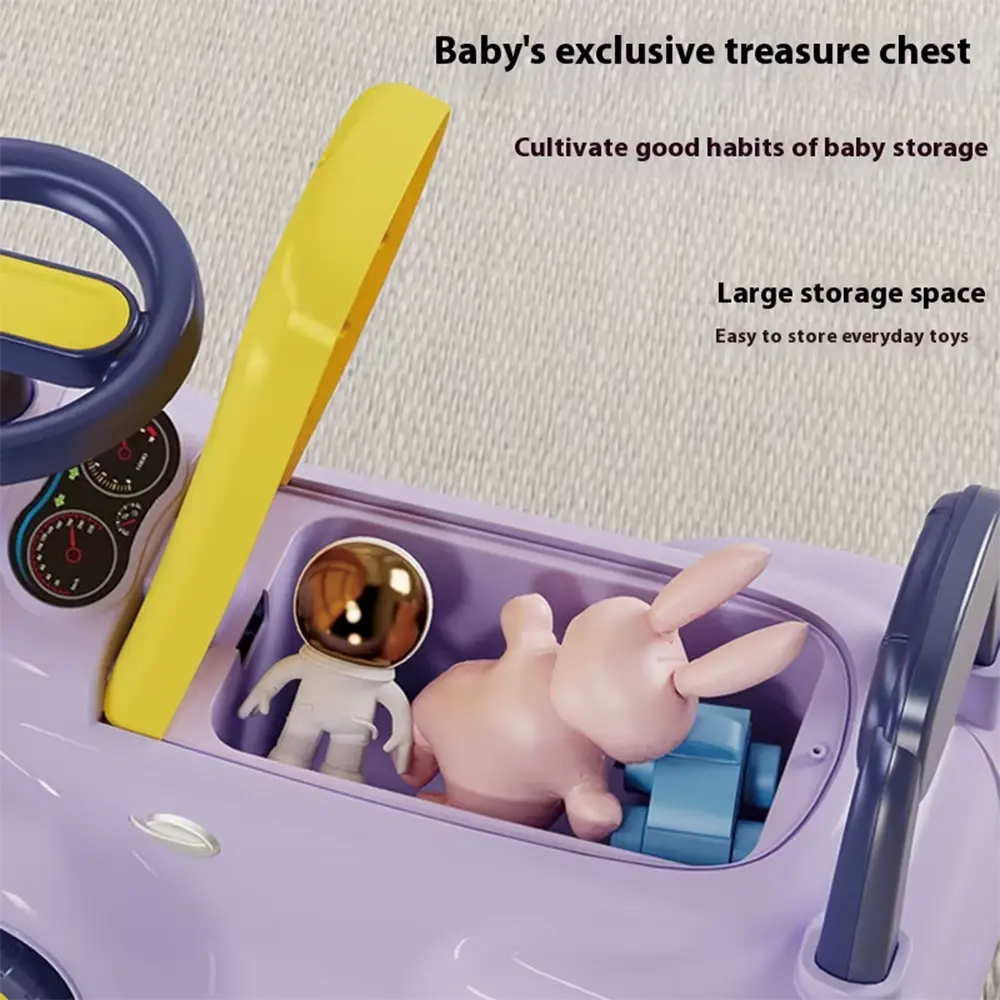 Battery 4 wheels happy face design purple & yellow baby car2