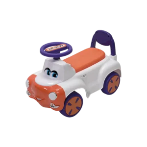 Battery 4 wheels happy face design white & orange baby car